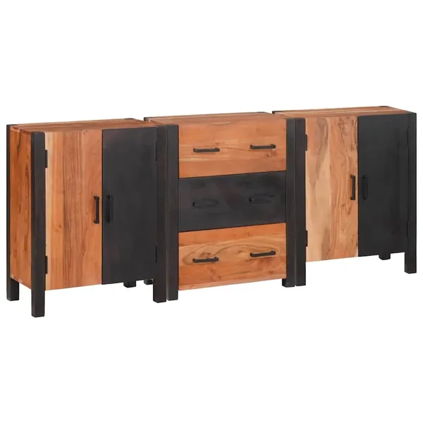 Buffet 3 pcs Marron 55 x 30 x 75 cm Bois d'Acacia Massif