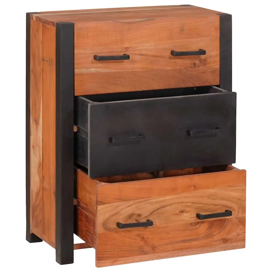 Buffet 3 pcs Marron 55 x 30 x 75 cm Bois d'Acacia Massif - 5
