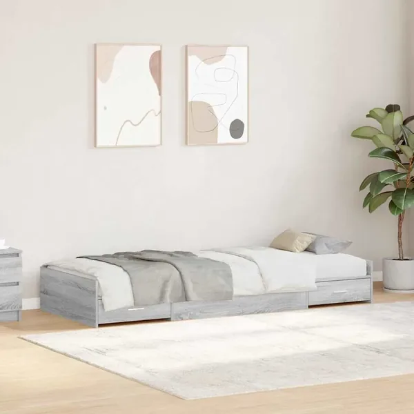 Cadre de lit Gris Sonoma 75 x 190 cm Bois d'ingénierie