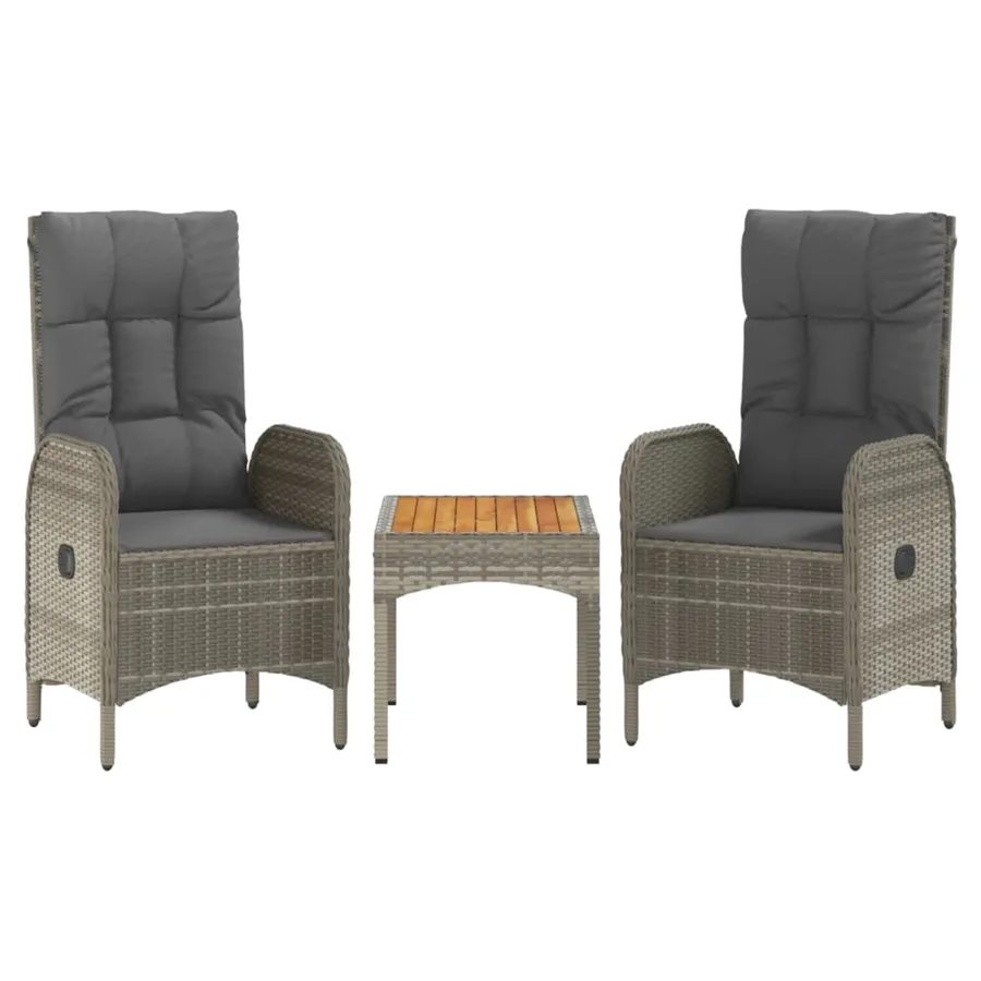 Ensemble à manger jardin 4pcs et coussins Gris Résine tressée - 4