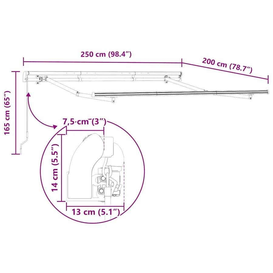 Cadre d'auvent Anthracite 2,5 x 2 m Métal - 8