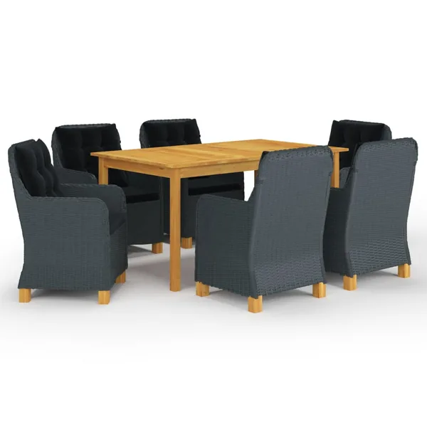 Ensemble à manger de jardin 7 pcs Gris foncé