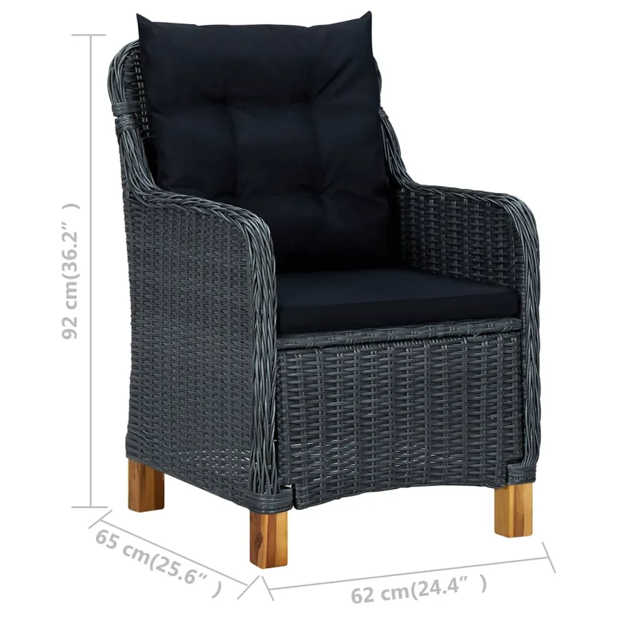 Ensemble à manger de jardin 7 pcs Gris foncé - 12