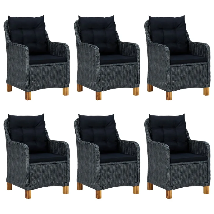 Ensemble à manger de jardin 7 pcs Gris foncé - 5