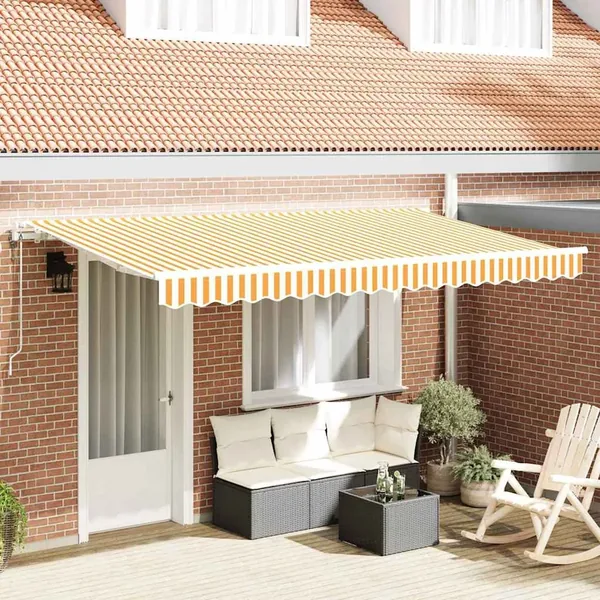 Auvent Rétractable Jaune 350 x 200 cm tissu
