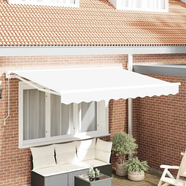 Cadre d'auvent Blanc 350 x 200 cm Polyester avec revêtement PU