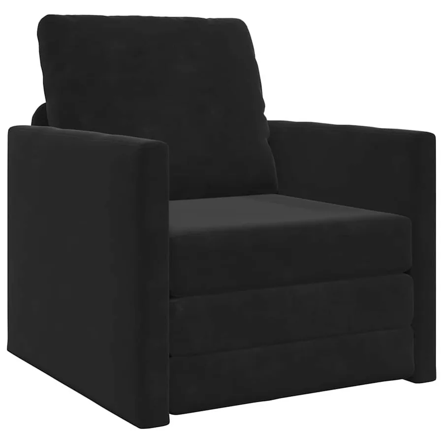 Canapé-Lit Noir 74 x 77 x 81 cm Velours - 2