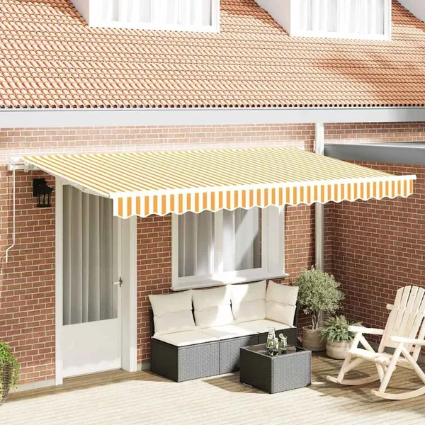 Auvent Rétractable Jaune 400 x 200 cm tissu