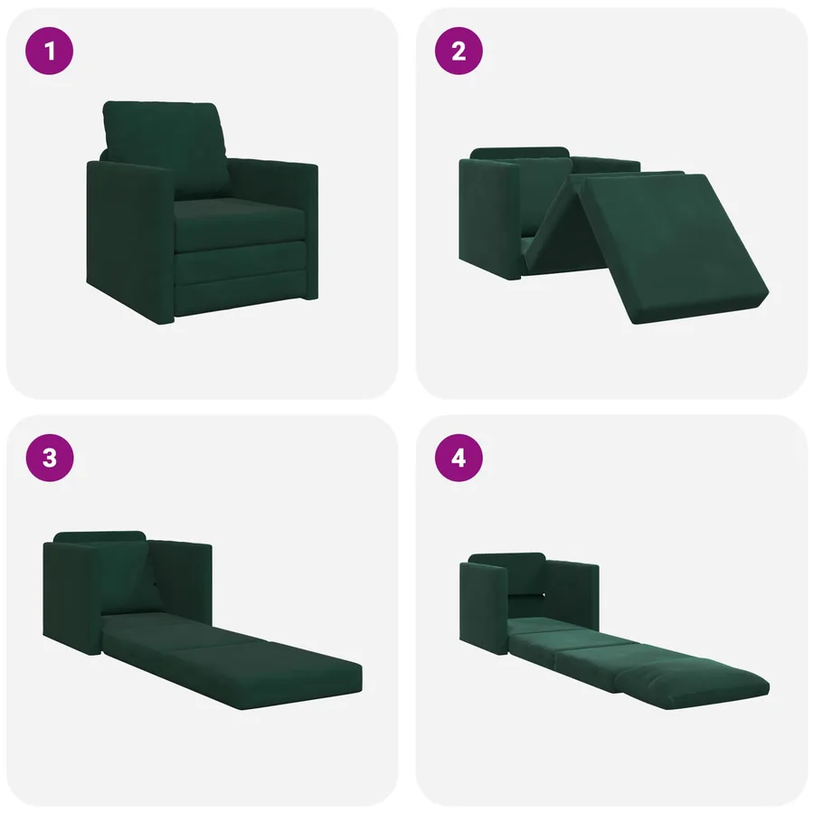 Canapé-Lit Vert foncé 74 x 77 x 81 cm Velours - 10