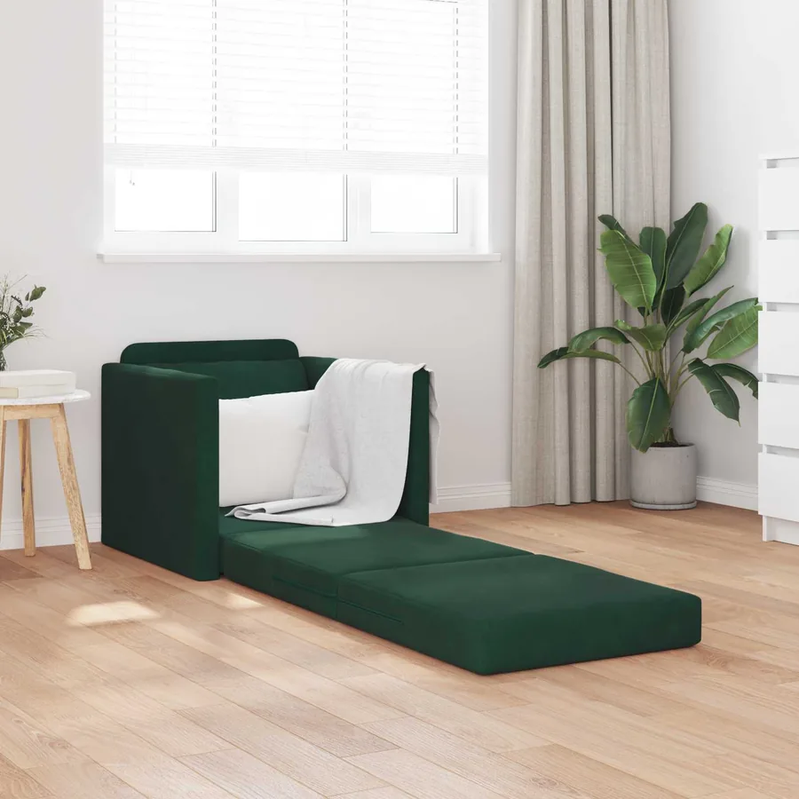 Canapé-Lit Vert foncé 74 x 77 x 81 cm Velours - 3
