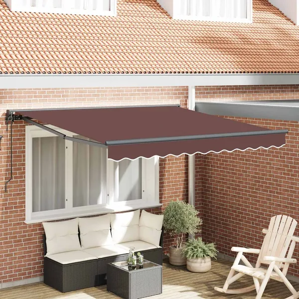 Cadre d'auvent Marron 350 x 250 cm Polyester avec revêtement PU