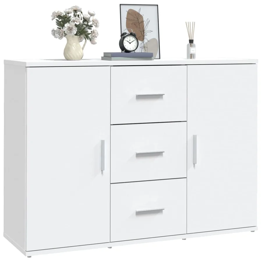 Buffet blanc 91x29,5x65 cm bois d'ingénierie - 4