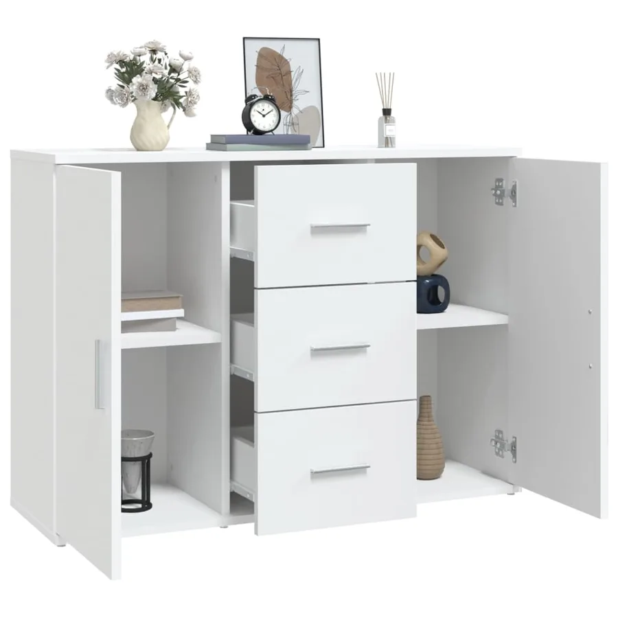 Buffet blanc 91x29,5x65 cm bois d'ingénierie - 5