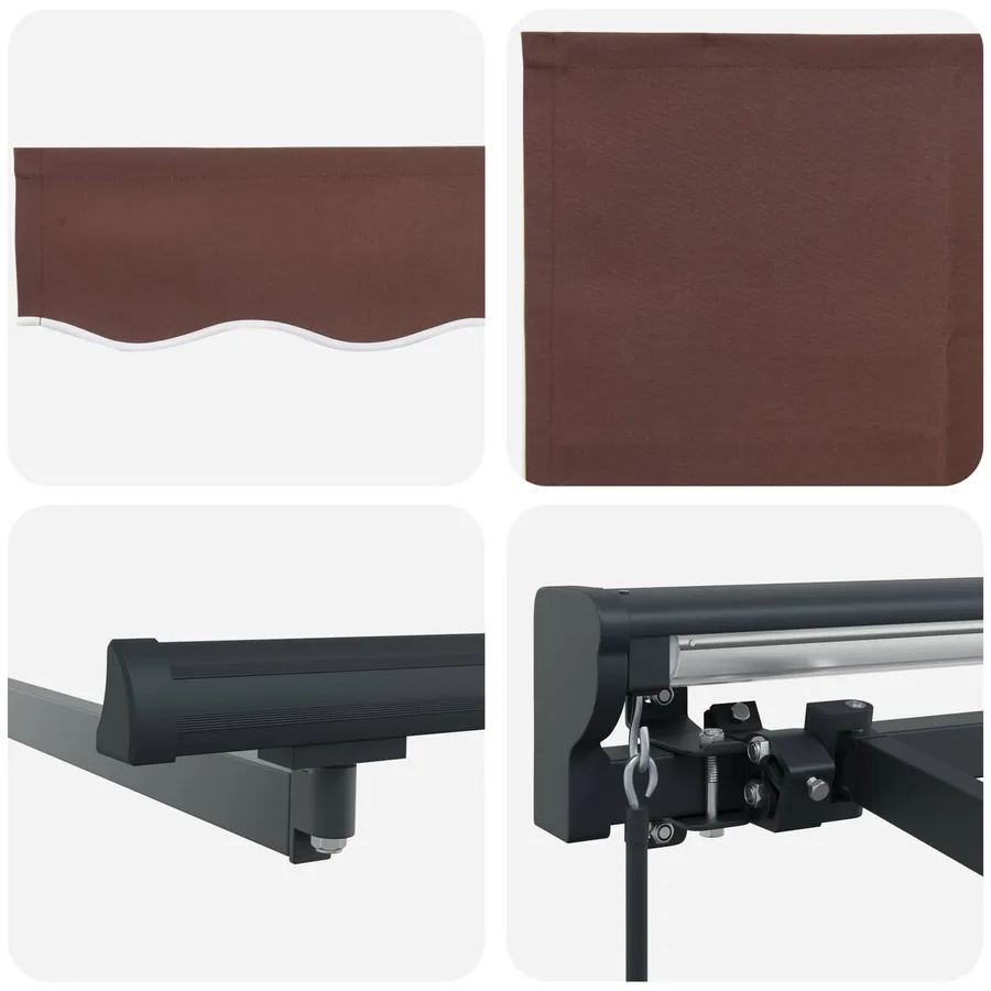 Cadre d'auvent Marron 400 × 300 cm Polyester avec revêtement PU - 6