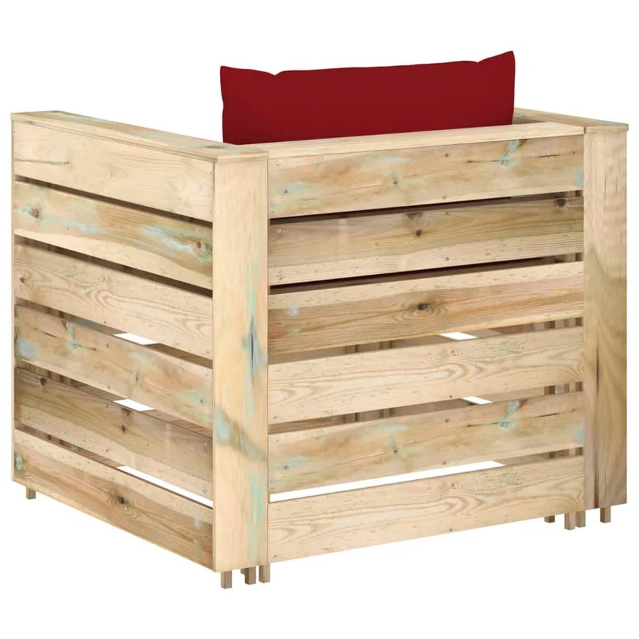 Salon de jardin 2 pcs avec coussins Bois imprégné de vert - 5