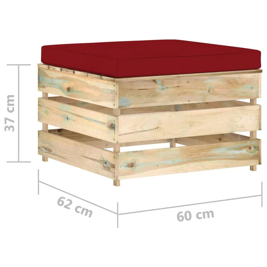 Salon de jardin 2 pcs avec coussins Bois imprégné de vert - 8