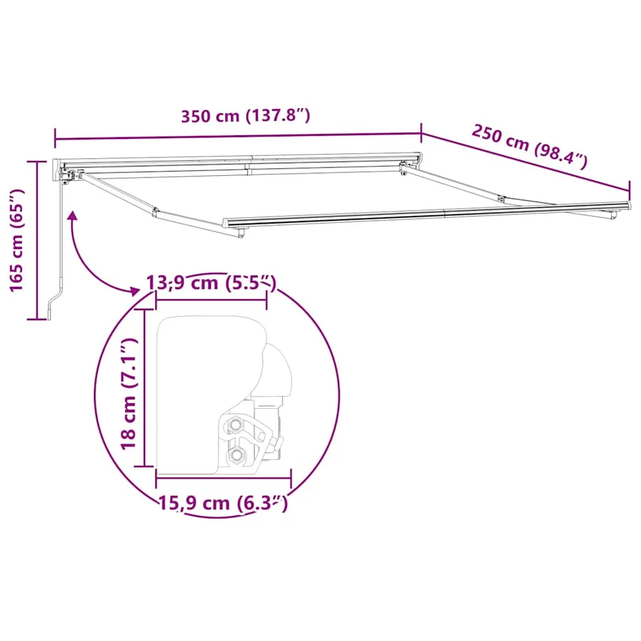 Cadre d'auvent Réglable Anthracite 3,5 x 2,5 m Acier - 10