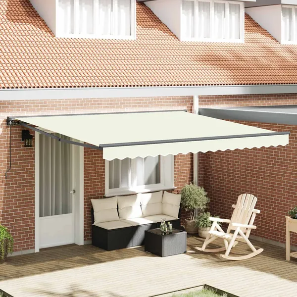 Cadre d'auvent Crème 400 × 300 cm Polyester avec revêtement PU