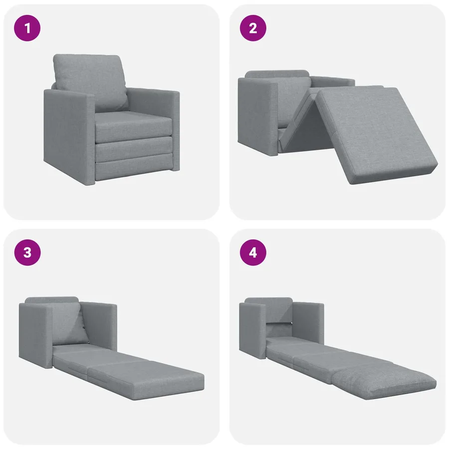 Canapé-Lit 60cm Gris clair tissu - 9