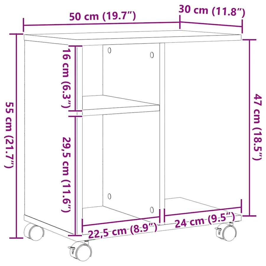 Table d'appoint chêne artisanal 50 x 30 x 55 cm - 11
