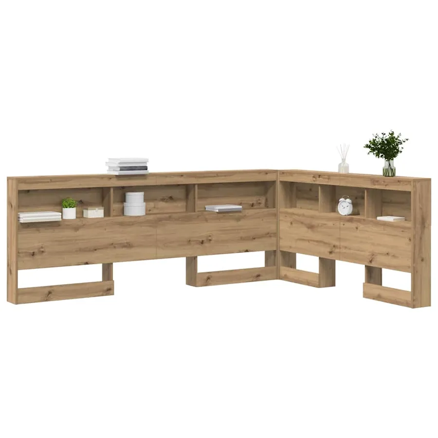Tête de lit de rangement Chêne artisanal Bois d'ingénierie - 3