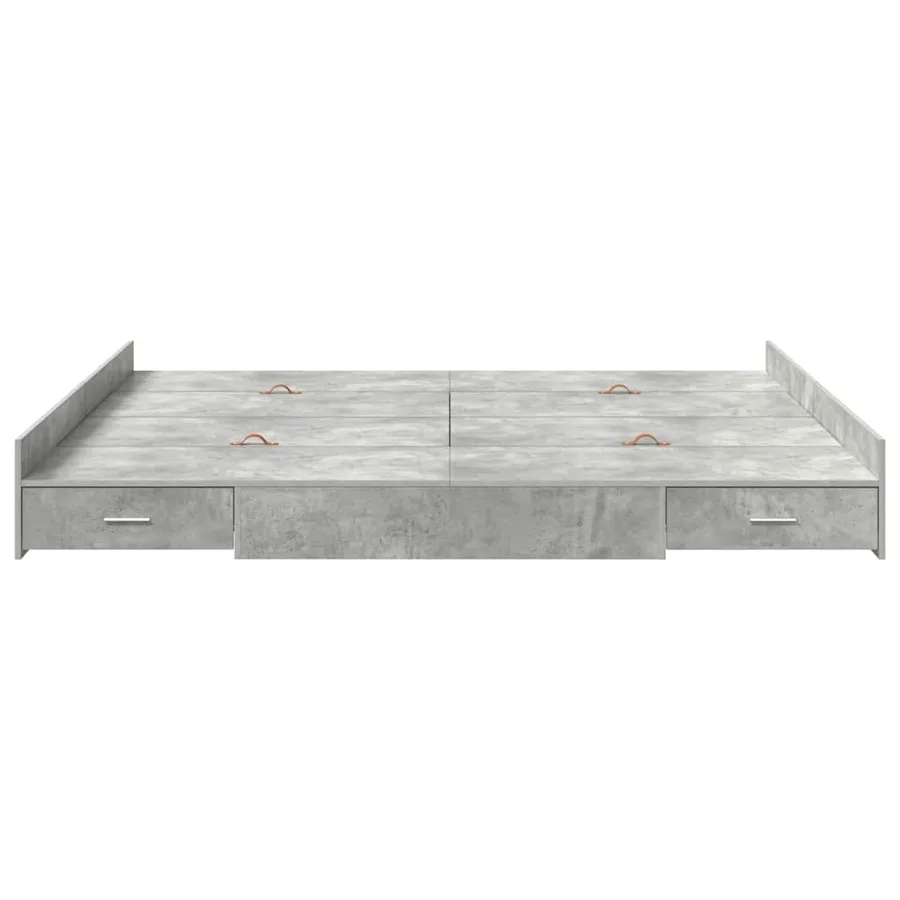 Cadre de lit avec rangement avec tiroir Gris béton 200 x 200 cm - 5