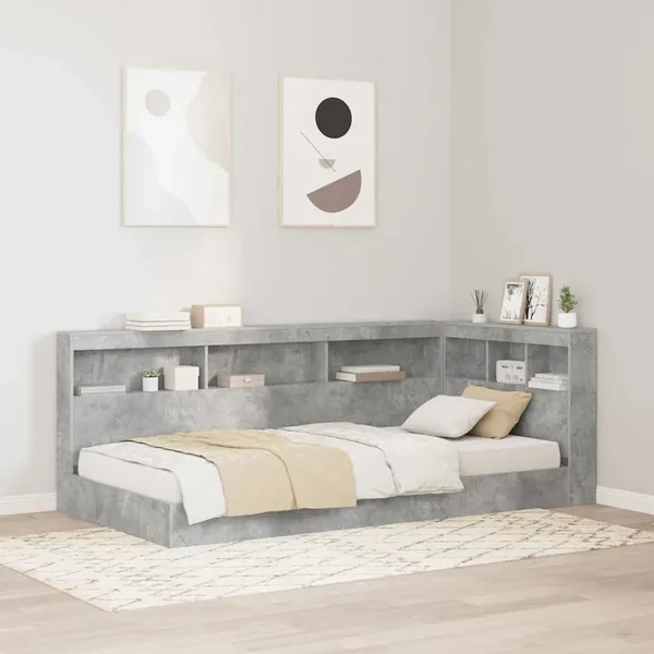 Lit Bibliothèque Gris béton 75 x 190 cm Bois d'ingénierie