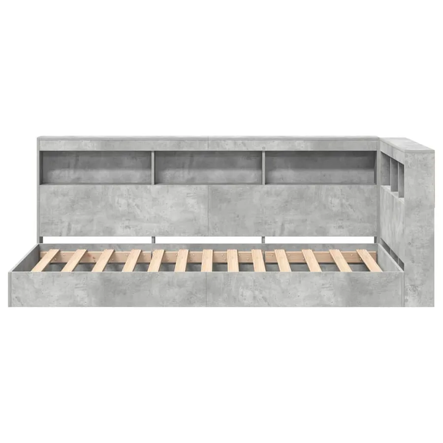 Lit Bibliothèque Gris béton 75 x 190 cm Bois d'ingénierie - 6