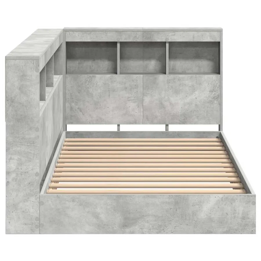 Lit Bibliothèque Gris béton 75 x 190 cm Bois d'ingénierie - 7