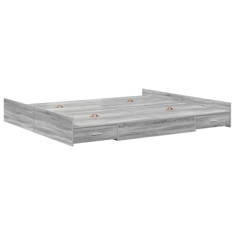 Cadre de lit avec rangement Gris Sonoma 200 x 200 cm - 4