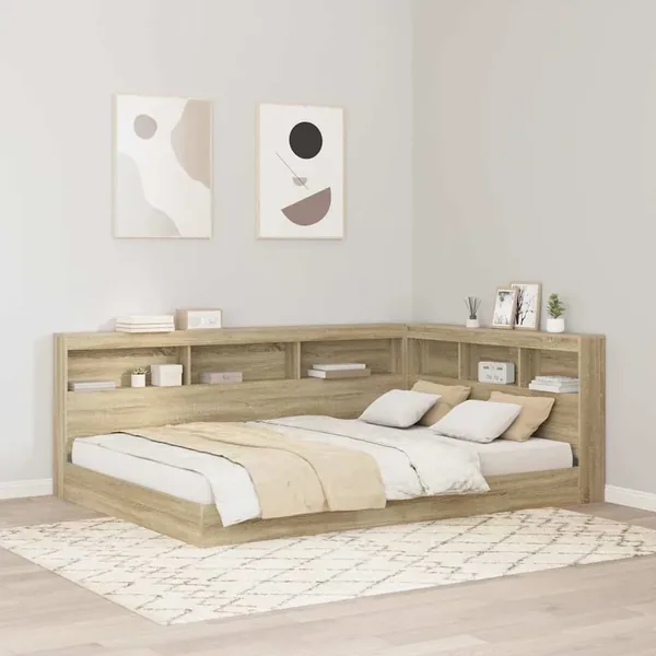 Lit Bibliothèque Chêne sonoma 160 x 200 cm Bois d'ingénierie