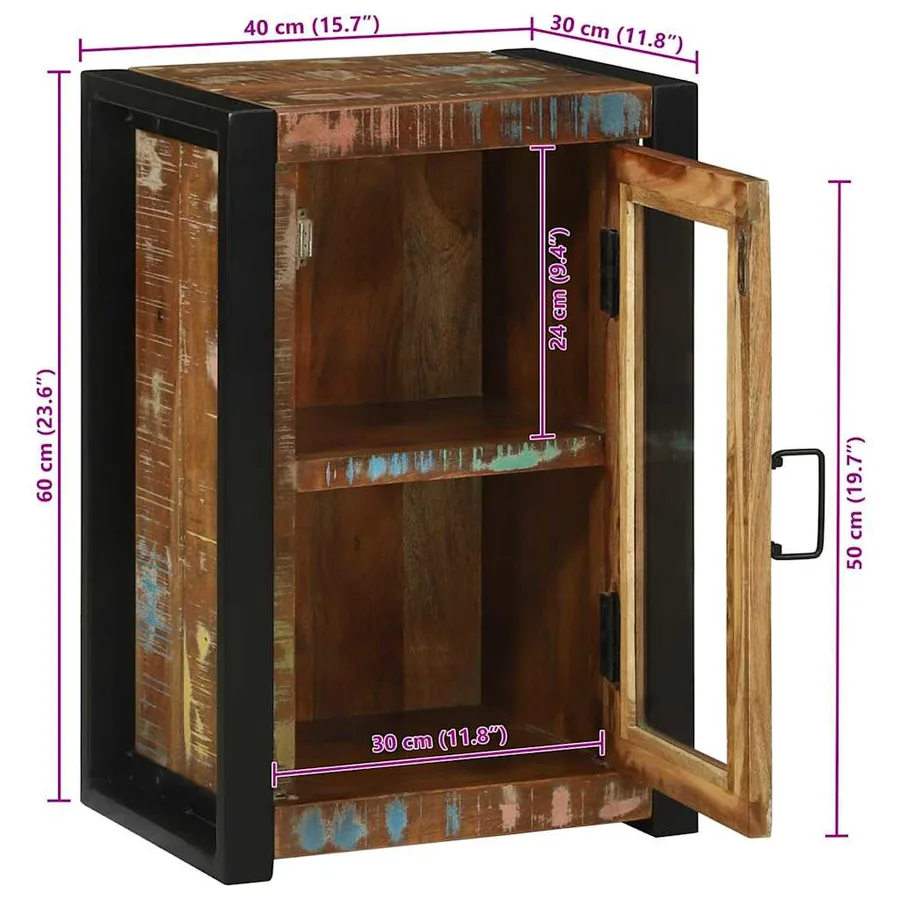 Armoire de salle de bain avec porte Marron Bois Recyclé Solide - 14