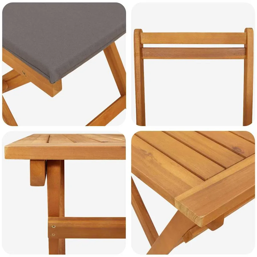 Ensemble bistrot 5 pcs Huile Naturelle Bois d'Acacia Massif - 9
