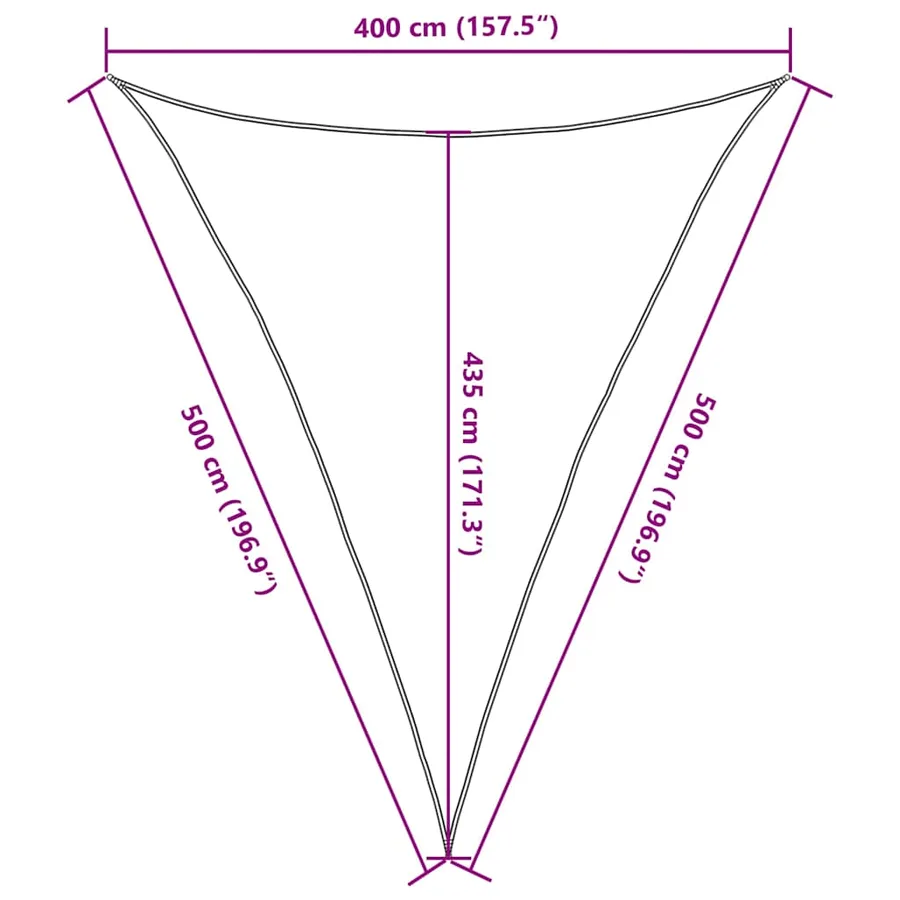 Voile d'ombrage 160 g/m² triangulaire sable 4x5x5 m PEHD - 10