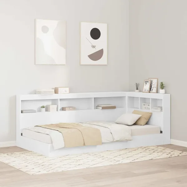 Lit Bibliothèque Blanc 75 x 190 cm Bois d'ingénierie