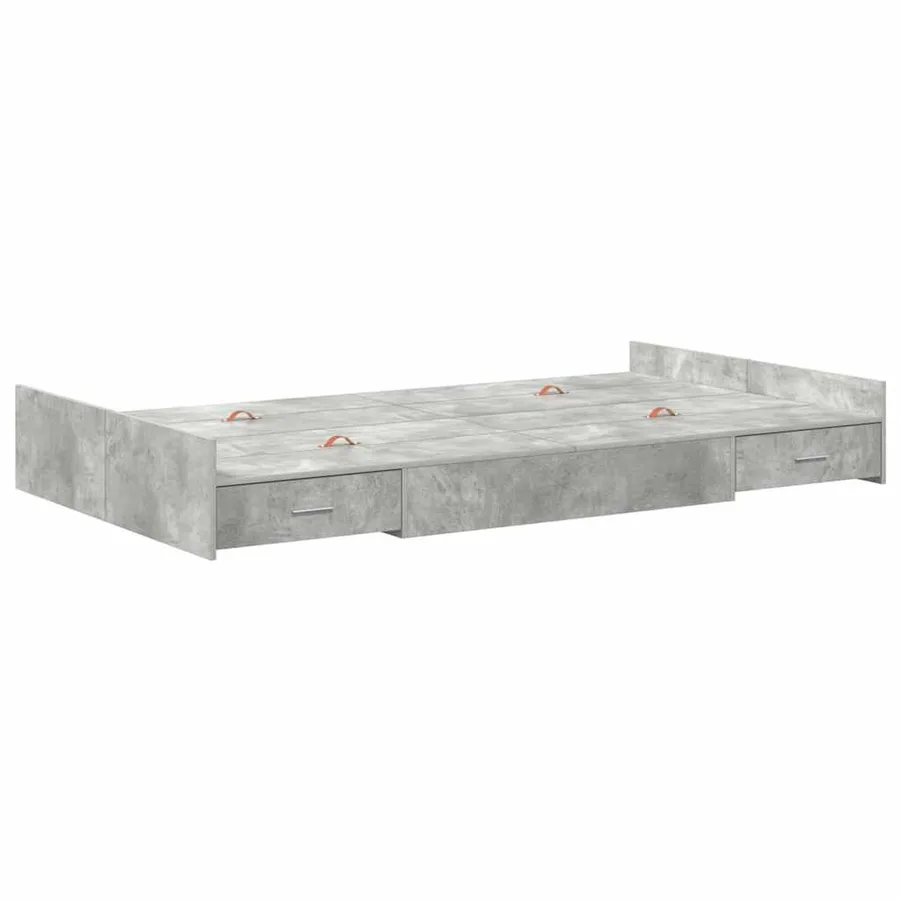 Cadre de lit avec rangement avec tiroir Gris béton 120 x 190 cm - 4
