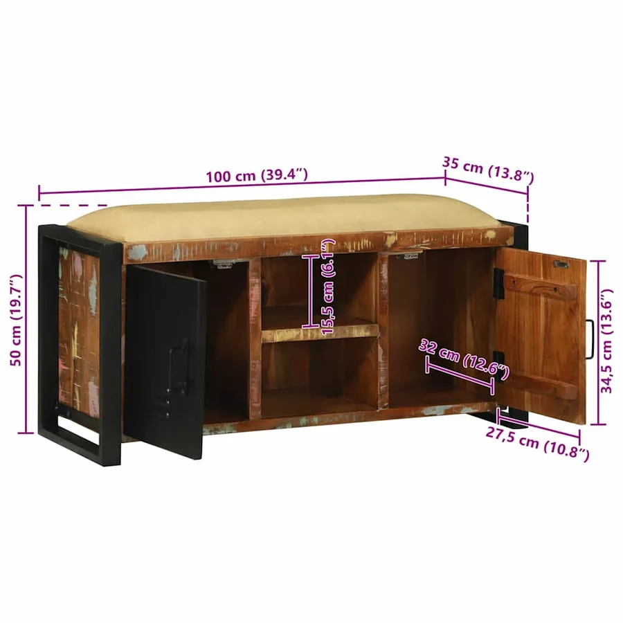 Cabinet Banc Multicolore Bois massif de récupération - 13