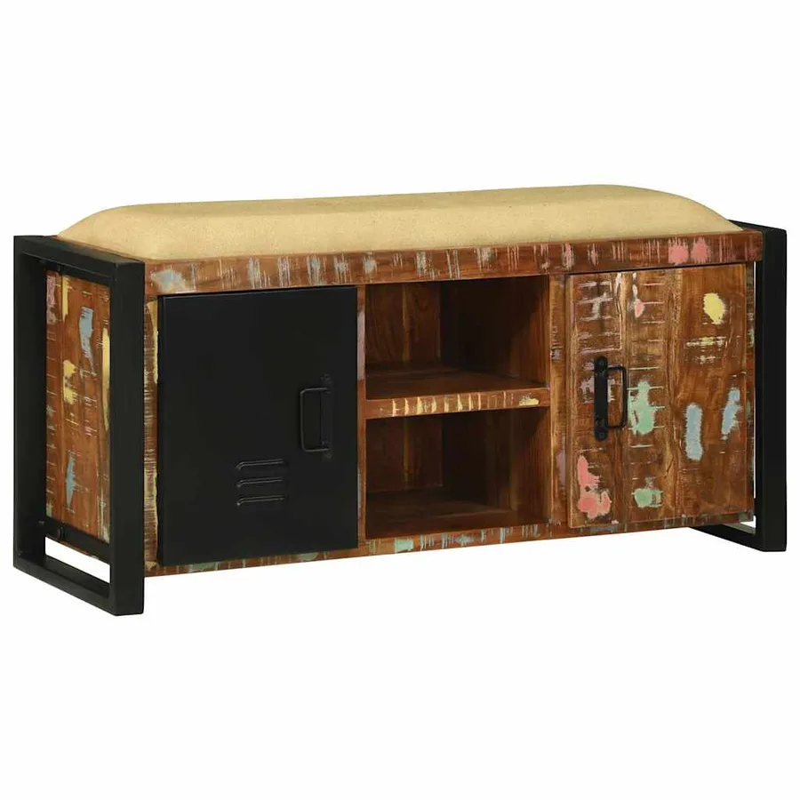 Cabinet Banc Multicolore Bois massif de récupération - 3