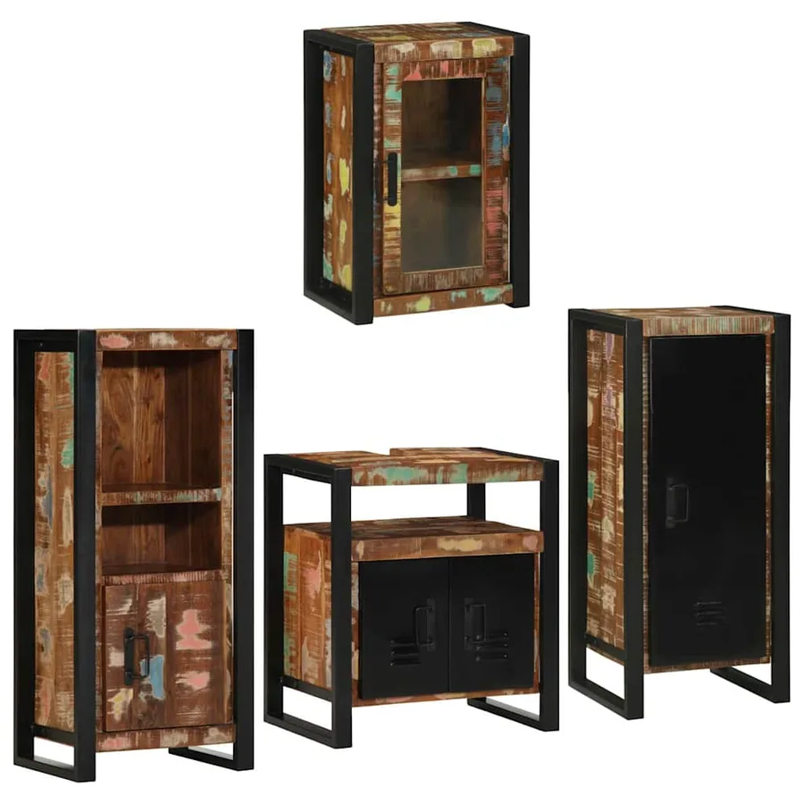 Ensemble de mobilier de salle de bain 4 pcs Bois massif recyclé - 2
