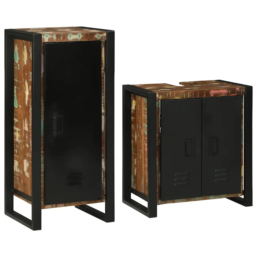 Ensemble de mobilier de salle de bain 2 pcs Bois massif recyclé - 3