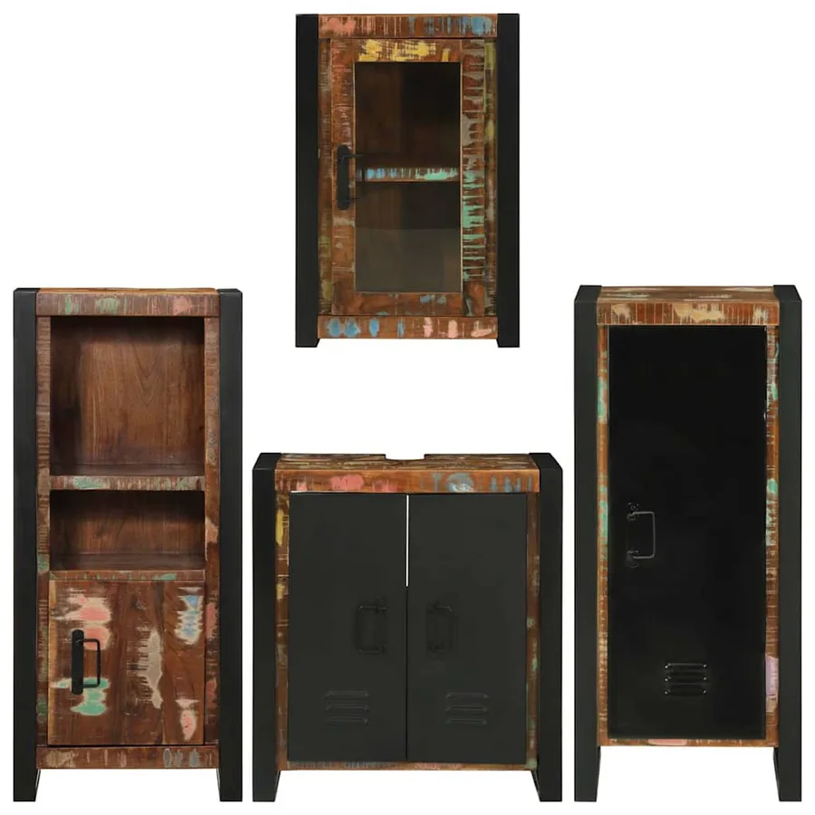 Ensemble de mobilier de salle de bain 4 pcs Bois massif recyclé - 9
