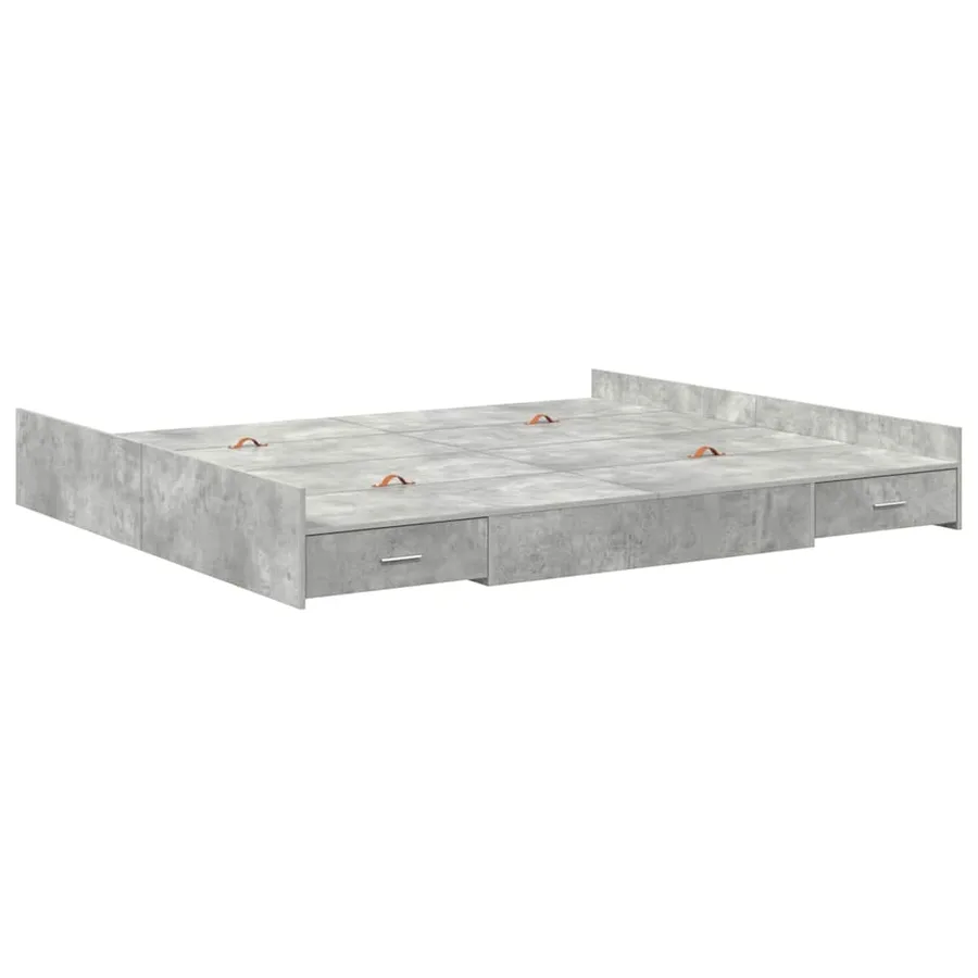Cadre de lit avec rangement avec tiroir Gris béton 180 x 200 cm - 4