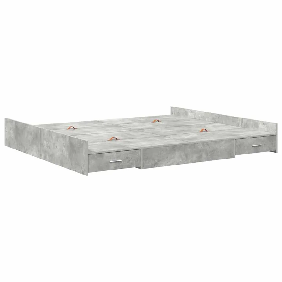 Cadre de lit avec rangement avec tiroir Gris béton 180 x 200 cm - 7