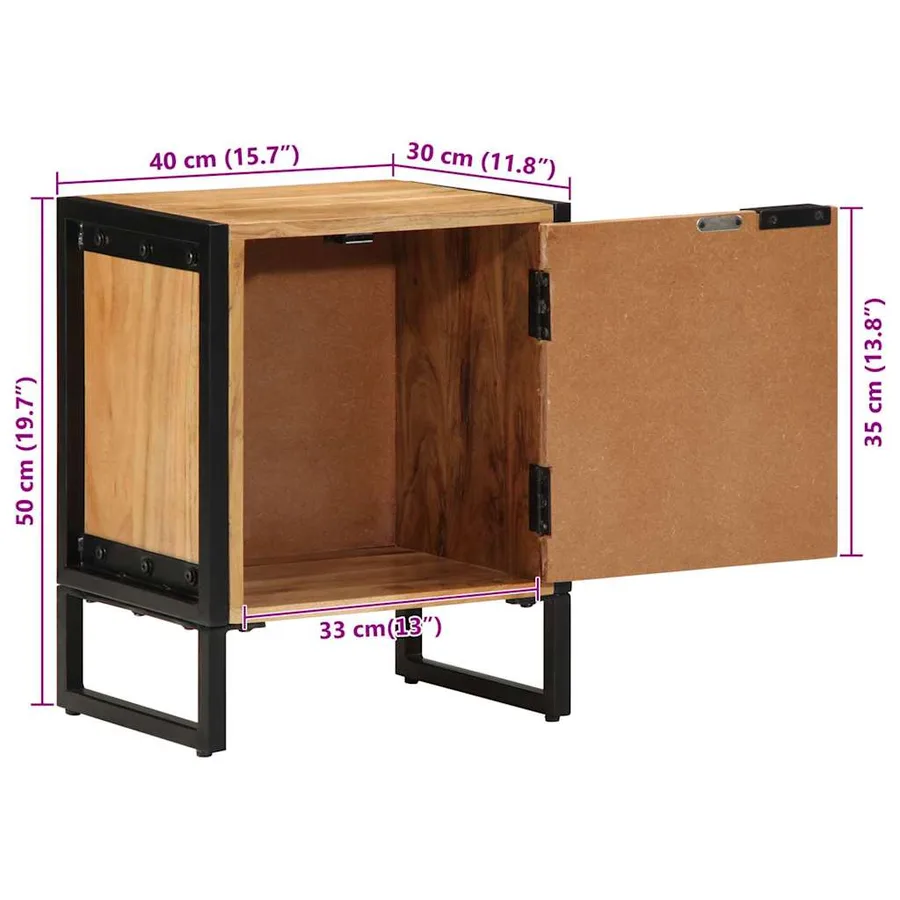 Table de chevet Marron 40 x 30 x 50 cm - 14