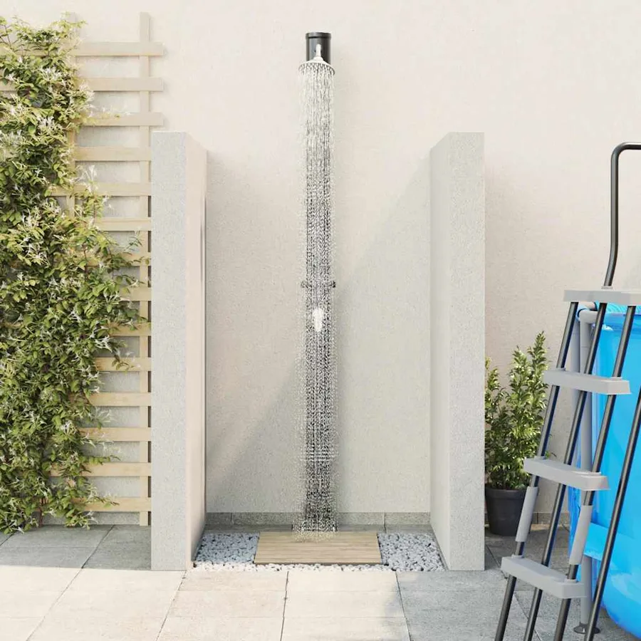 Douche solaire extérieure Noir 217 cm PVC et Aluminium - 4