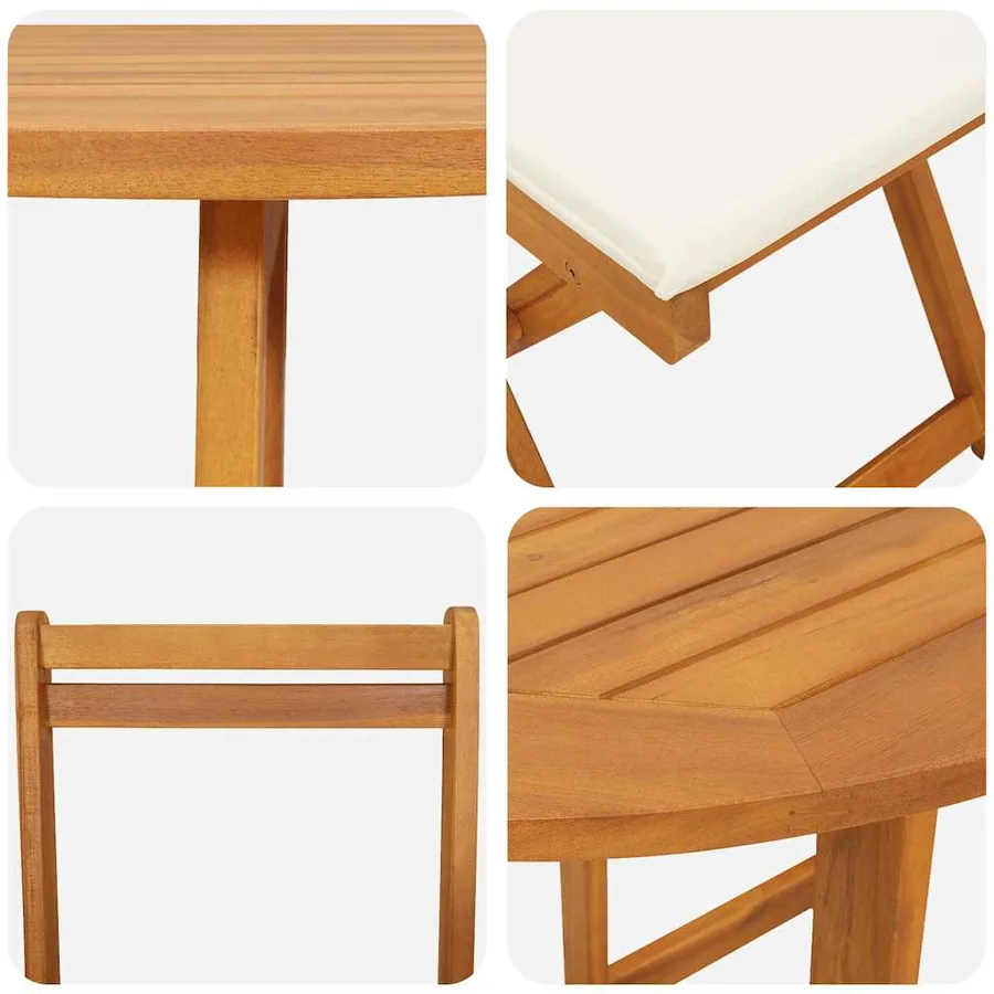Ensemble bistrot 3 pcs Huile Naturelle Bois d'Acacia Massif - 9
