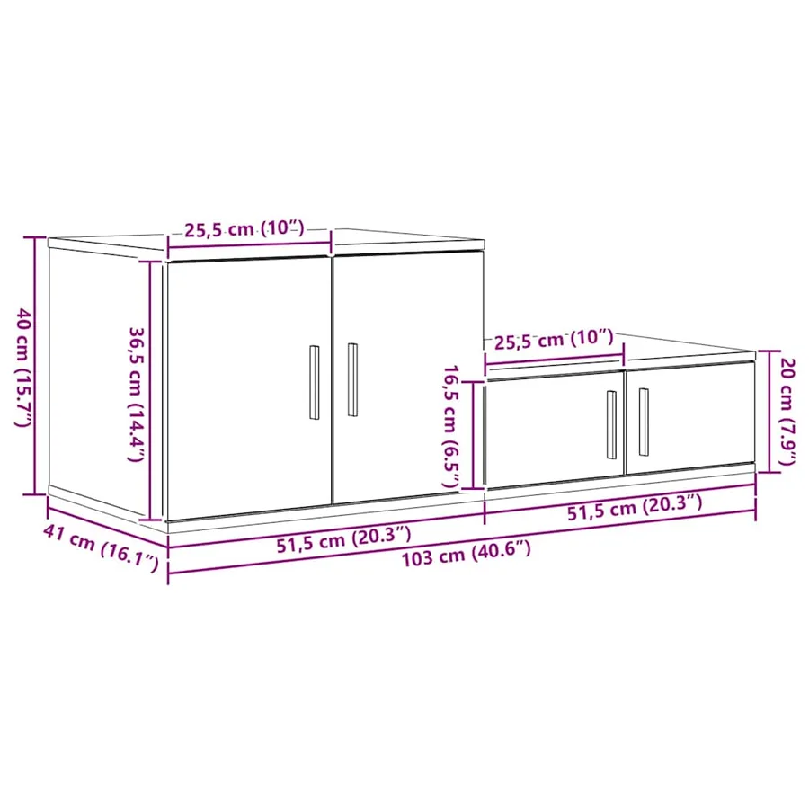 Armoire de rangement 2 pcs Blanc 103 x 41 x 40 cm - 14