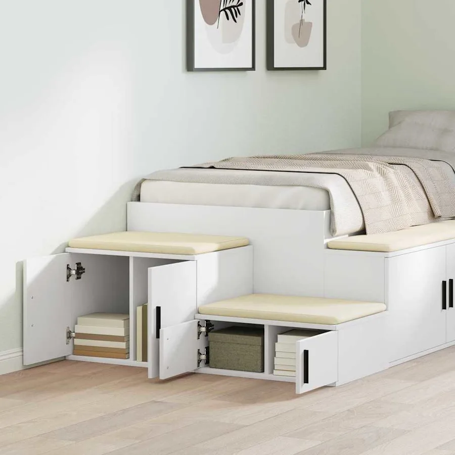 Armoire de rangement 2 pcs Blanc 103 x 41 x 40 cm - 4