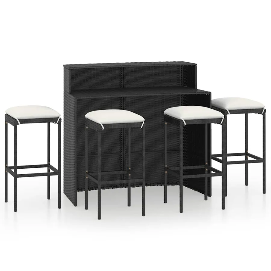 Ensemble de bar de jardin avec coussins 5 pcs Noir - 2