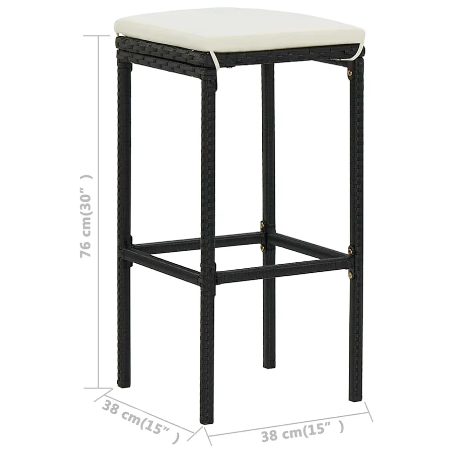 Ensemble de bar de jardin avec coussins 5 pcs Noir - 9